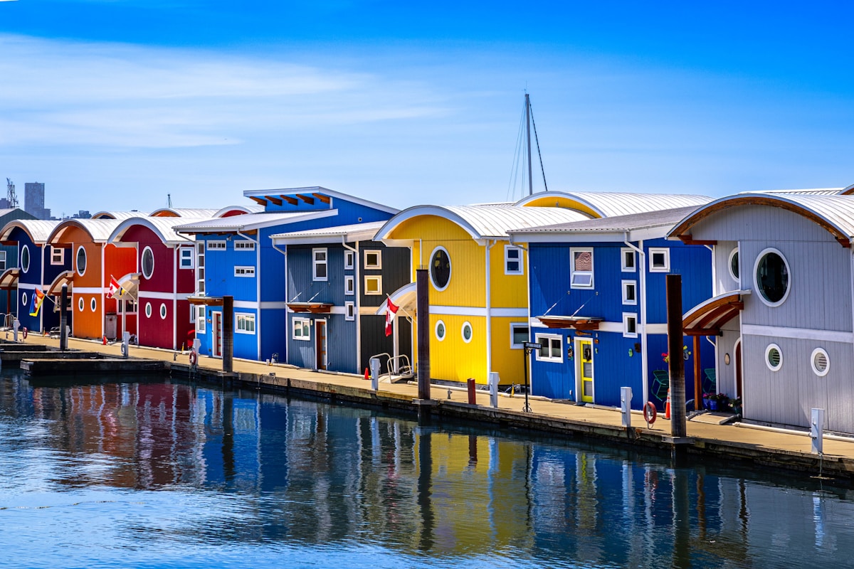 Colourful heritage buildings along the Lunenburg waterfront