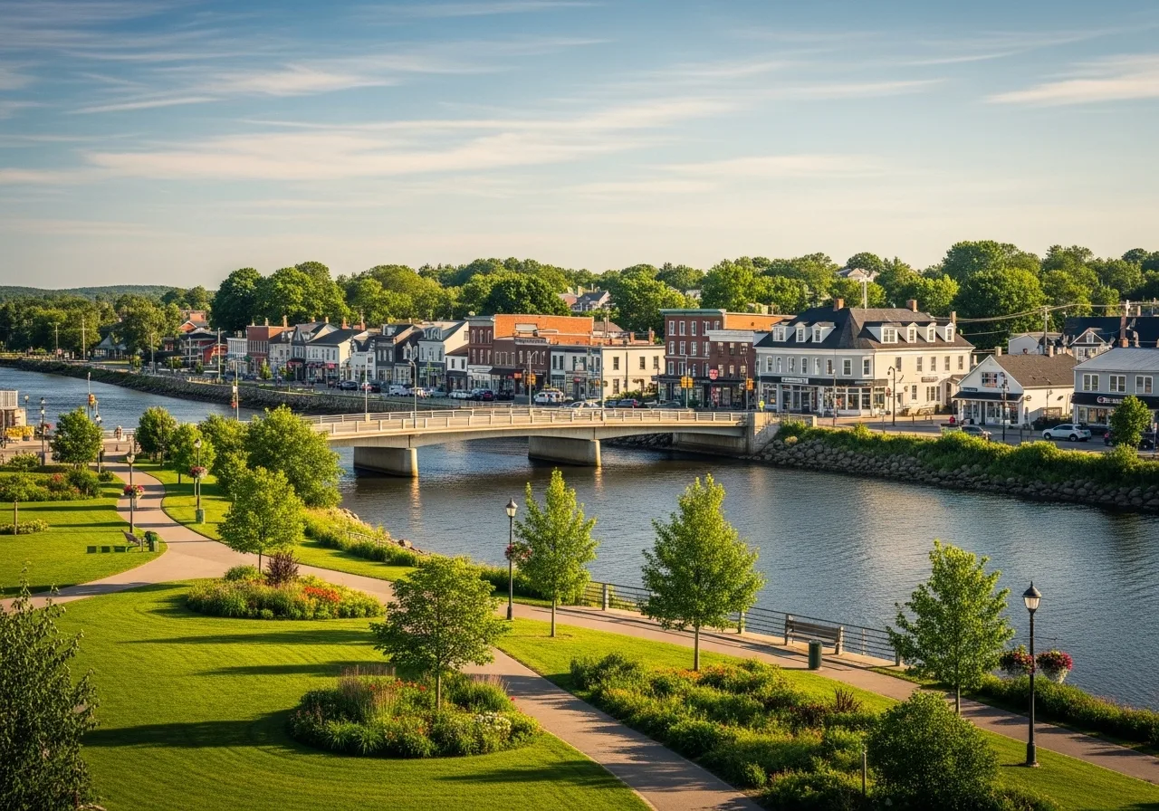 Watercolor illustration of Bridgewater, Nova Scotia