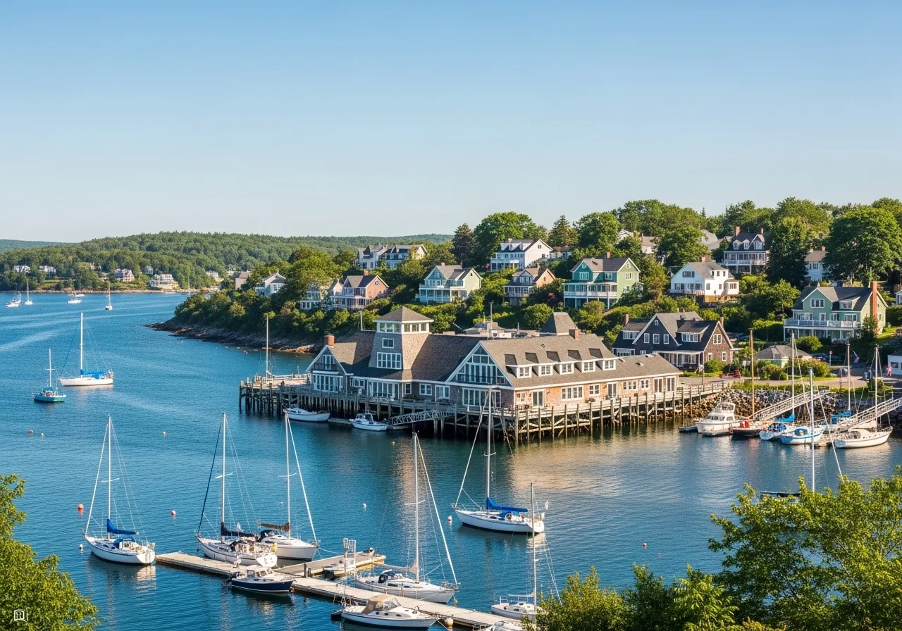 Watercolor illustration of Chester, Nova Scotia